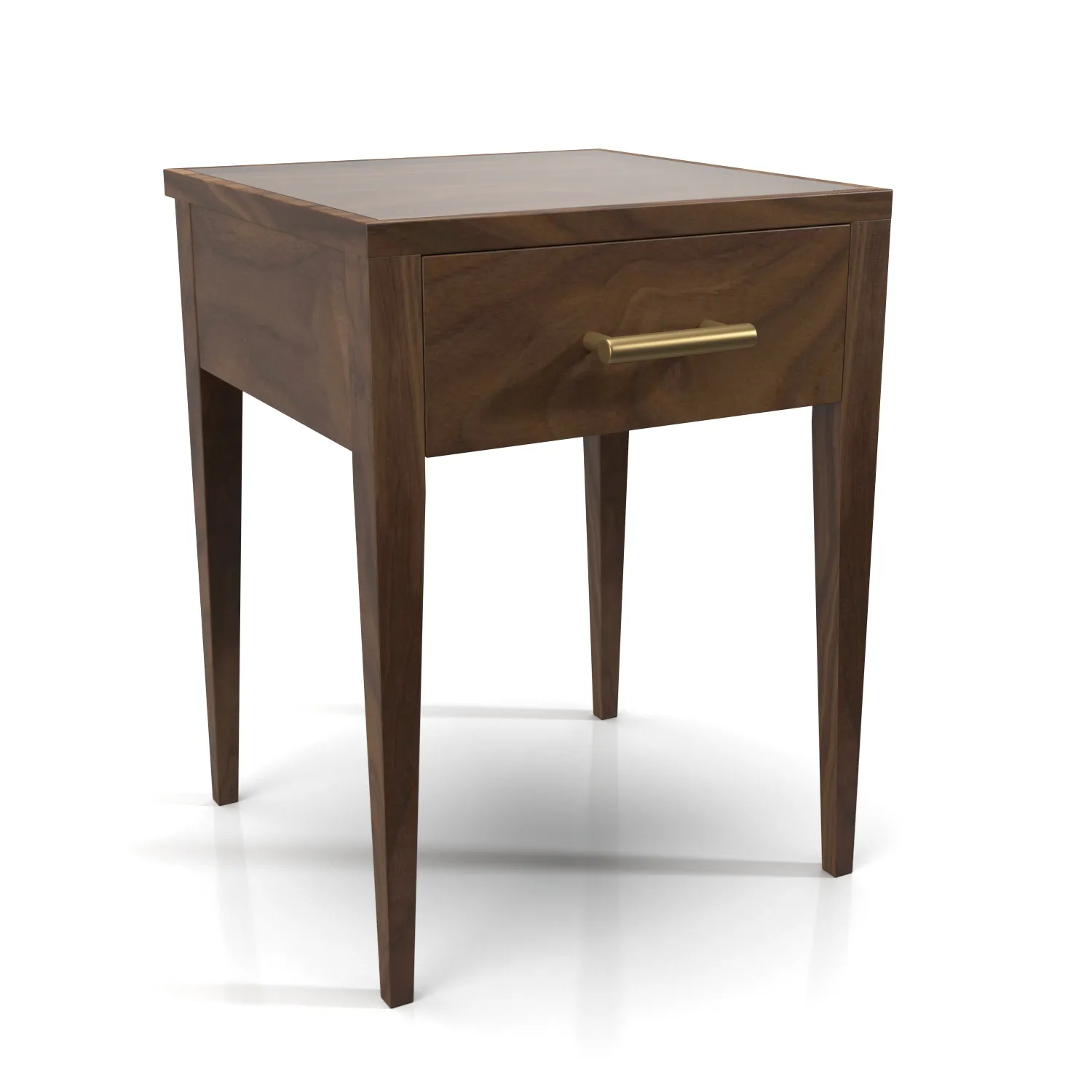 Wooden Body Top Glass Side Table 3D Model_01